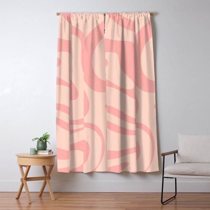 Soft Blush Pink Liquid Swirl Modern Abstract Pattern Window Curtain Gallery Image 5