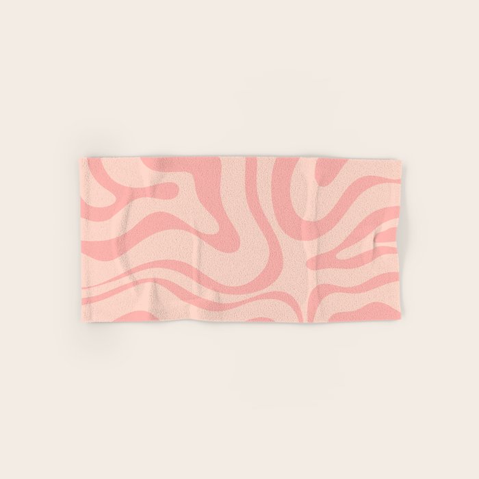 Soft Blush Pink Liquid Swirl Modern Abstract Pattern Bath Towel Gallery Image 1
