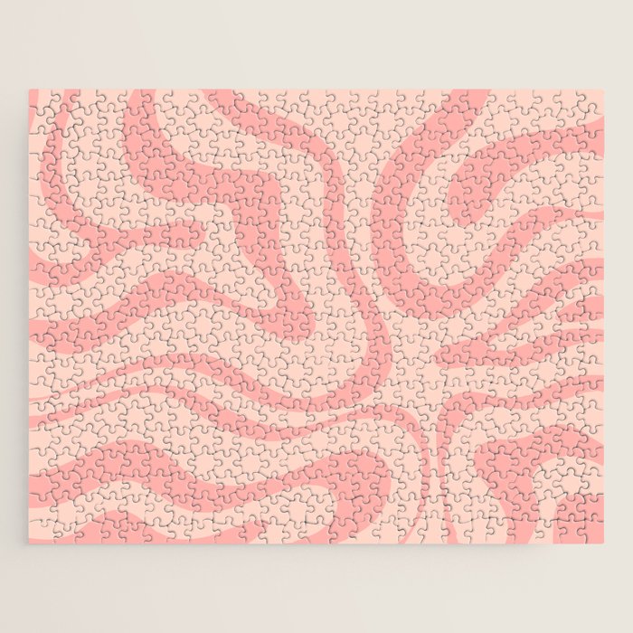Soft Blush Pink Liquid Swirl Modern Abstract Pattern Jigsaw Puzzle Gallery Image 1