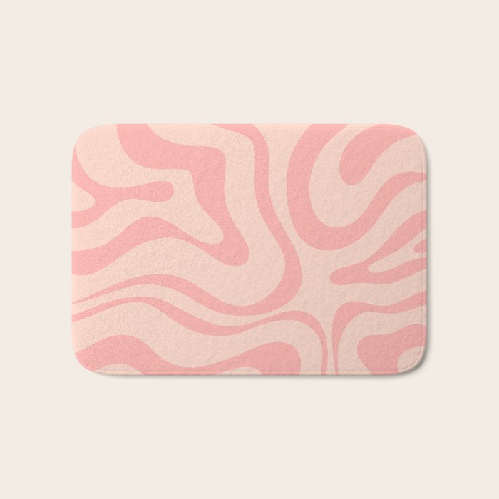 Soft Blush Pink Liquid Swirl Modern Abstract Pattern Bath Mat Gallery Image 1