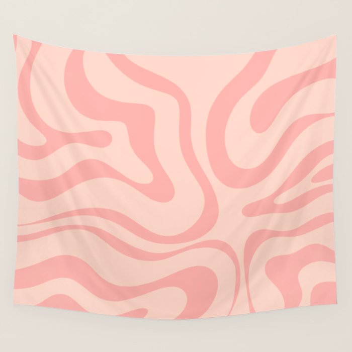 Soft Blush Pink Liquid Swirl Modern Abstract Pattern Wall Tapestry Gallery Image 4