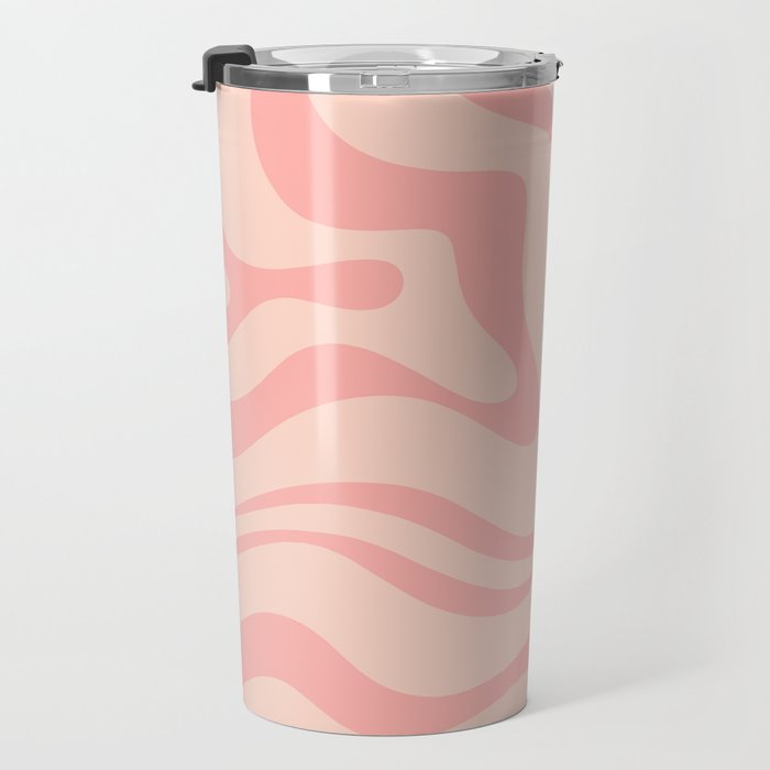 Soft Blush Pink Liquid Swirl Modern Abstract Pattern Travel Mug Gallery Image 3