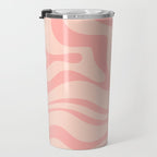 Soft Blush Pink Liquid Swirl Modern Abstract Pattern Travel Mug Gallery Image 3