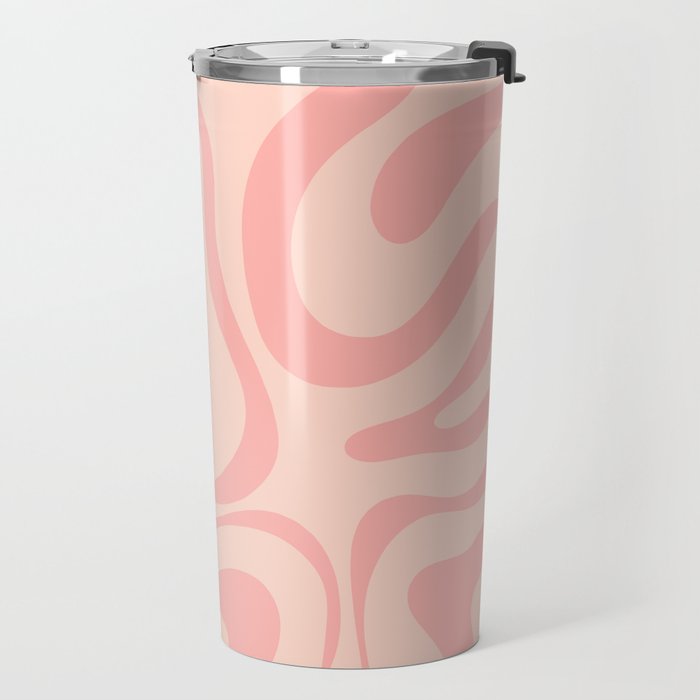 Soft Blush Pink Liquid Swirl Modern Abstract Pattern Travel Mug Gallery Image 2