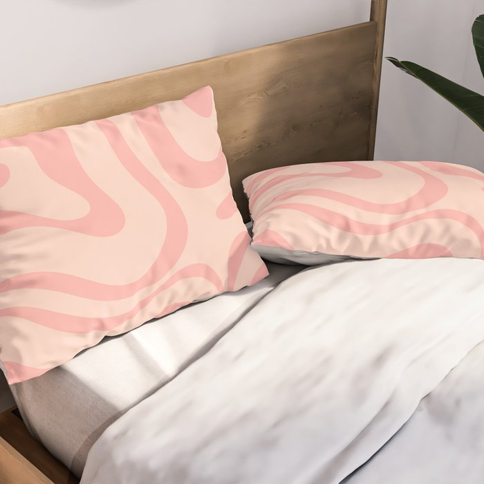 Soft Blush Pink Liquid Swirl Modern Abstract Pattern Pillow Sham Gallery Image 2