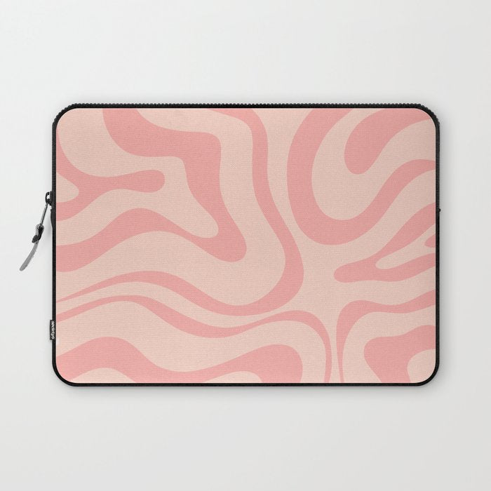 Soft Blush Pink Liquid Swirl Modern Abstract Pattern Laptop Sleeve Gallery Image 1