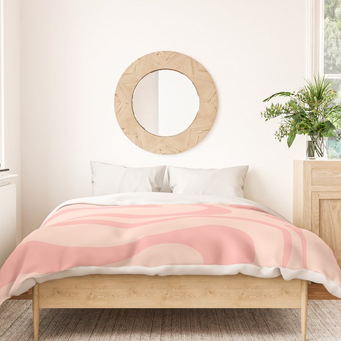 Soft Blush Pink Liquid Swirl Modern Abstract Pattern Duvet Cover Gallery Image 3
