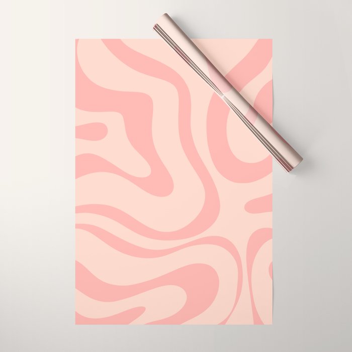 Soft Blush Pink Liquid Swirl Modern Abstract Pattern Wrapping Paper Gallery Image 1
