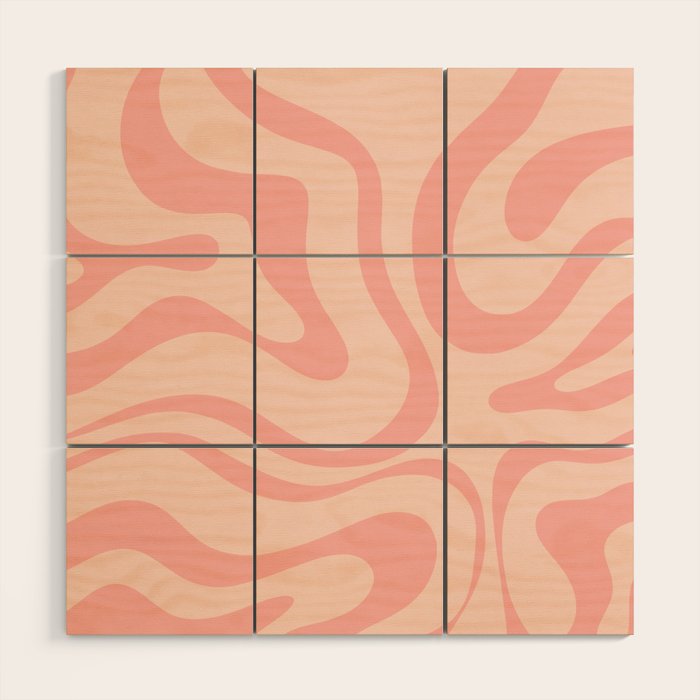Soft Blush Pink Liquid Swirl Modern Abstract Pattern Wood Wall Art Gallery Image 1
