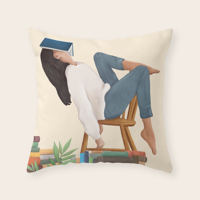 Lost in my books Throw Pillow Gallery Image 6