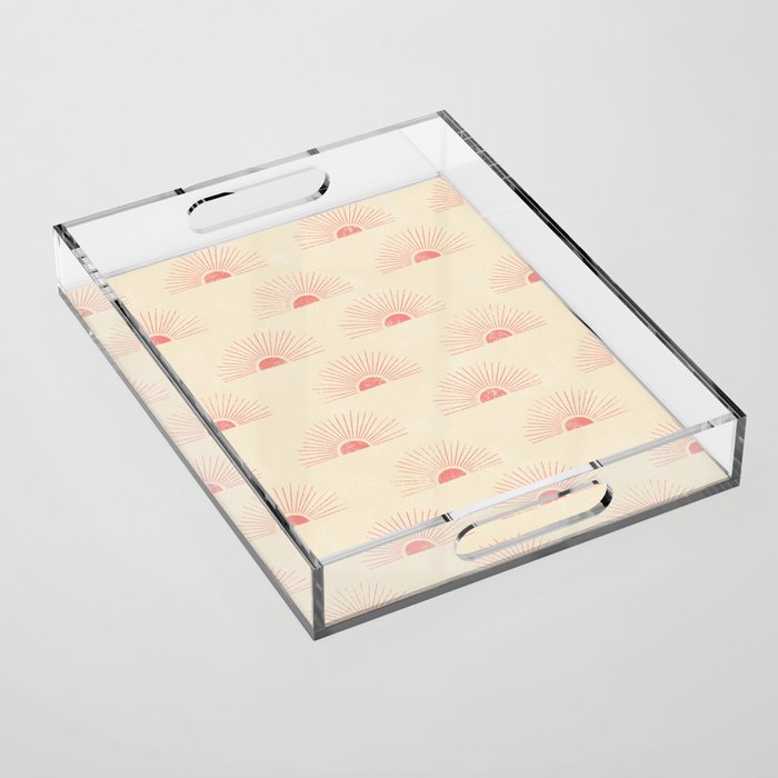 Sunrise - pink and cream Acrylic Tray Gallery Image 1