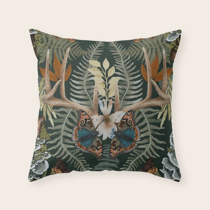 Whimsical Deer Antlers Throw Pillow Gallery Image 6