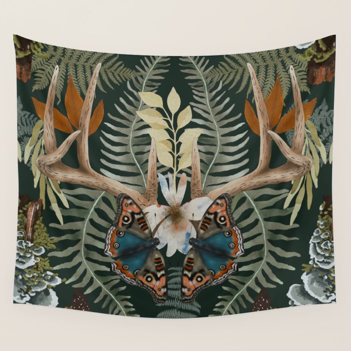 Whimsical Deer Antlers Wall Tapestry Gallery Image 1