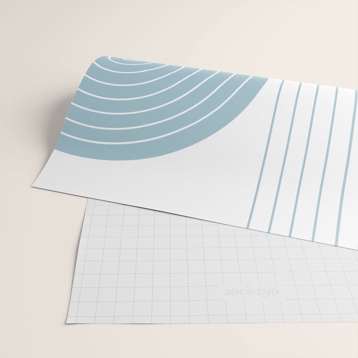 Two Tone Line Curvature XV Sky Blue Modern Arch Abstract Wrapping Paper Gallery Image 2