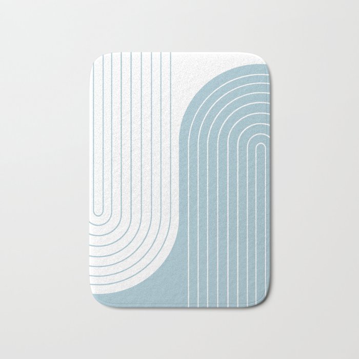 Two Tone Line Curvature XV Sky Blue Modern Arch Abstract Bath Mat Gallery Image 1