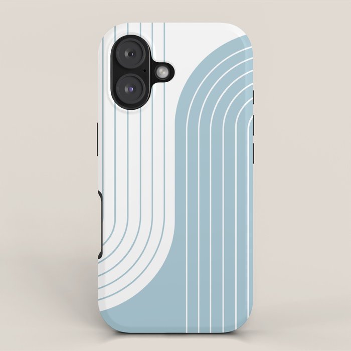 Two Tone Line Curvature XV Sky Blue Modern Arch Abstract iPhone Case Gallery Image 1