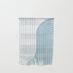 Two Tone Line Curvature XV Sky Blue Modern Arch Abstract Wall Hanging Gallery Image 1