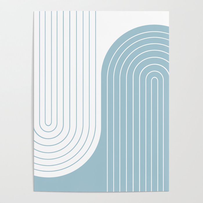 Two Tone Line Curvature XV Sky Blue Modern Arch Abstract Poster Gallery Image 4