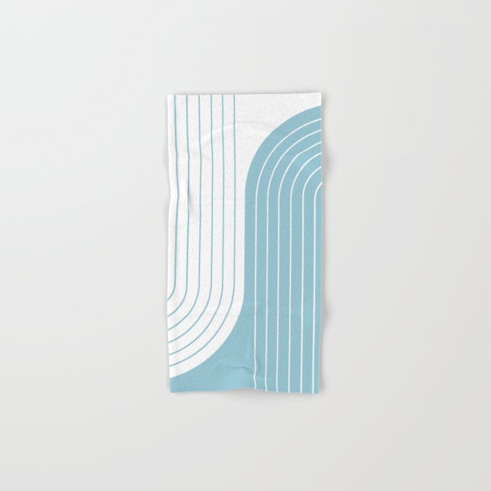 Two Tone Line Curvature XV Sky Blue Modern Arch Abstract Bath Towel Gallery Image 1