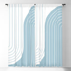 Two Tone Line Curvature XV Sky Blue Modern Arch Abstract Window Curtain Gallery Image 5