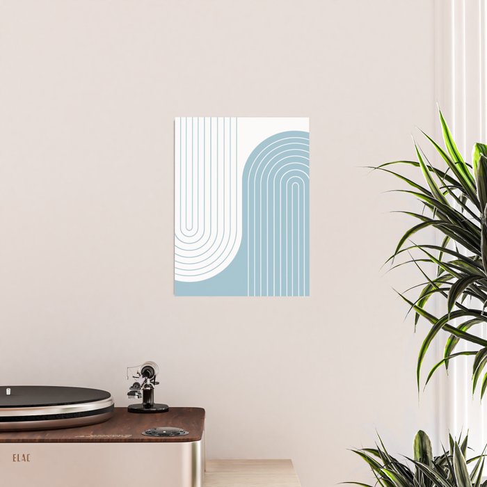 Two Tone Line Curvature XV Sky Blue Modern Arch Abstract Poster Gallery Image 2
