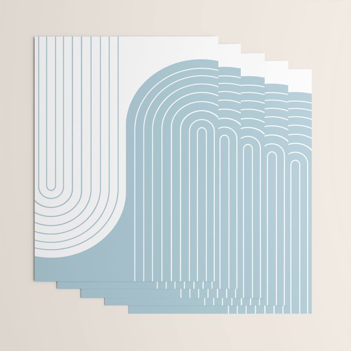 Two Tone Line Curvature XV Sky Blue Modern Arch Abstract Wrapping Paper Gallery Image 3