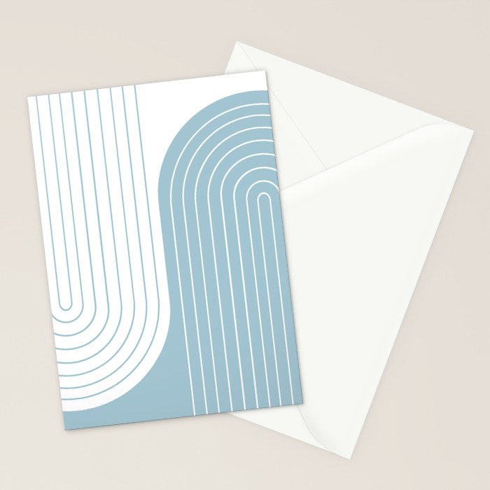 Two Tone Line Curvature XV Sky Blue Modern Arch Abstract Stationery Card Gallery Image 2