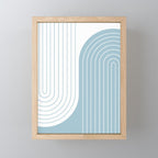 Two Tone Line Curvature XV Sky Blue Modern Arch Abstract Mini Art Print Gallery Image 1