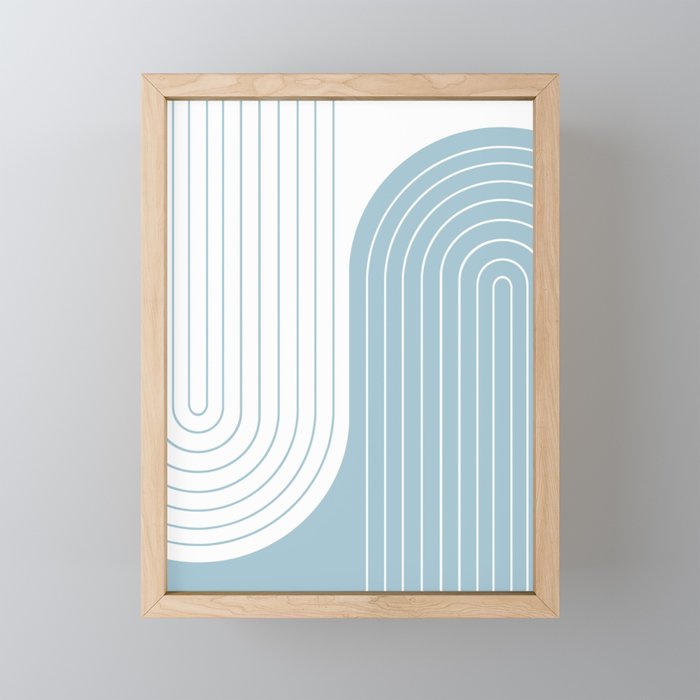 Two Tone Line Curvature XV Sky Blue Modern Arch Abstract Mini Art Print Gallery Image 1