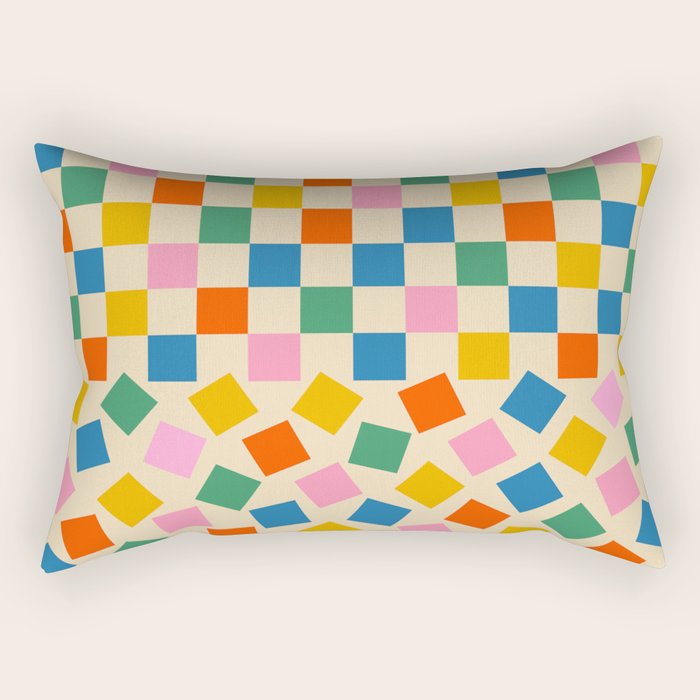 Colorful Check Shake Retro Checkered Pattern Rectangular Pillow Gallery Image 2