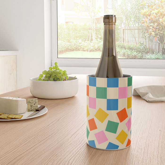 Colorful Check Shake Retro Checkered Pattern Wine Chiller Gallery Image 4