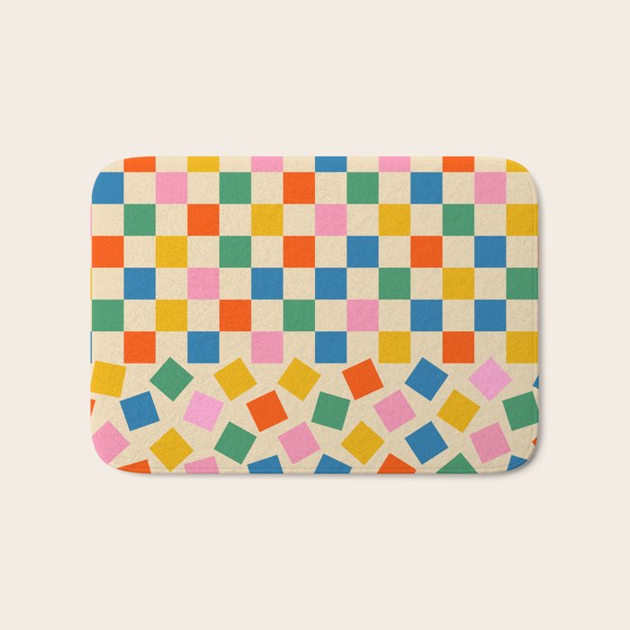 Colorful Check Shake Retro Checkered Pattern Bath Mat Gallery Image 1