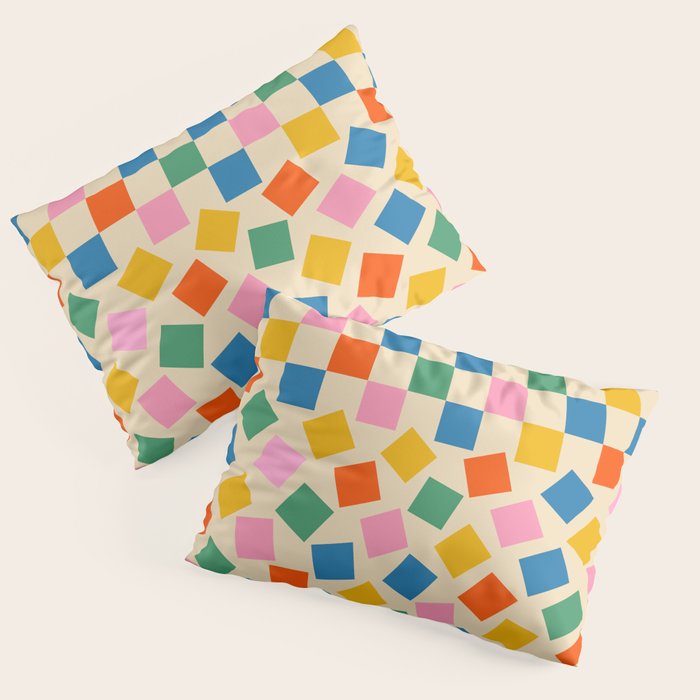 Colorful Check Shake Retro Checkered Pattern Pillow Sham Gallery Image 1