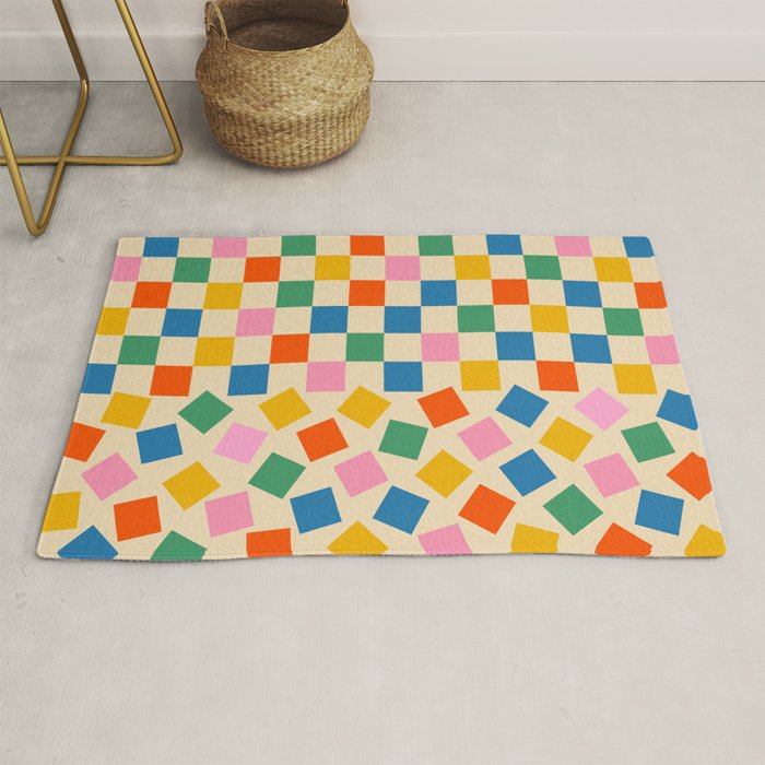 Colorful Check Shake Retro Checkered Pattern Rug Gallery Image 1