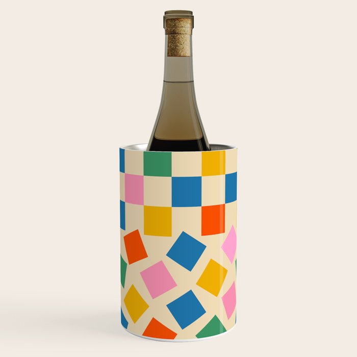 Colorful Check Shake Retro Checkered Pattern Wine Chiller Gallery Image 3