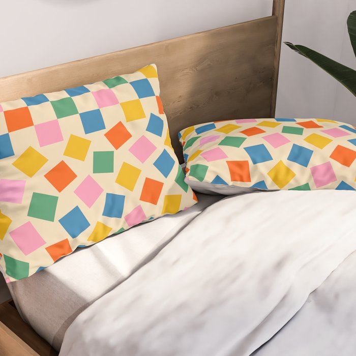 Colorful Check Shake Retro Checkered Pattern Pillow Sham Gallery Image 2