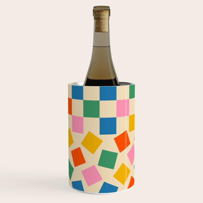 Colorful Check Shake Retro Checkered Pattern Wine Chiller Gallery Image 1