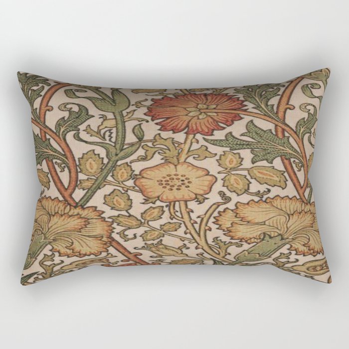 William Morris Rose and Rose, William Morris floral design  Rectangular Pillow Gallery Image 1