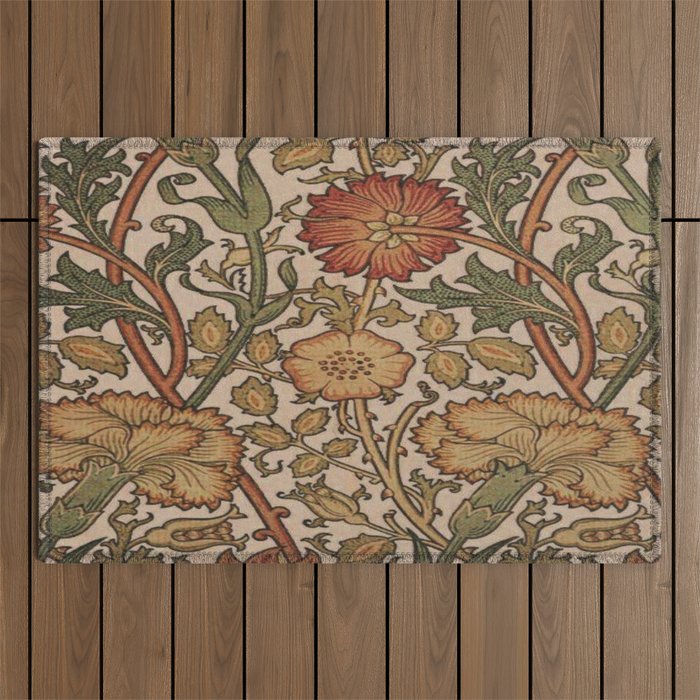 William Morris Rose and Rose, William Morris floral design  Outdoor Rug Gallery Image 1