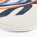 Midcentury Modern Minimalist Funky Cool Tribal Pattern Paynes Grey Pastel Blue Tan Shapes by Ejaaz Haniff Bath Mat Gallery Image 3