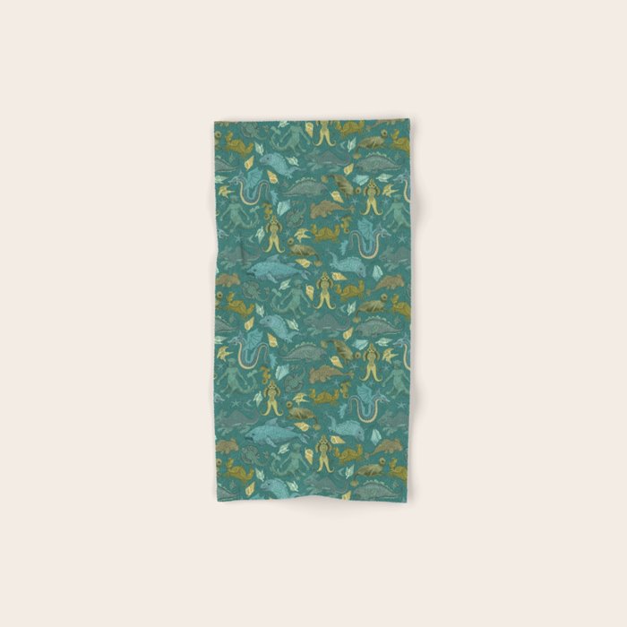 Deepsea Cryptids in Sea Green Bath Towel Gallery Image 1