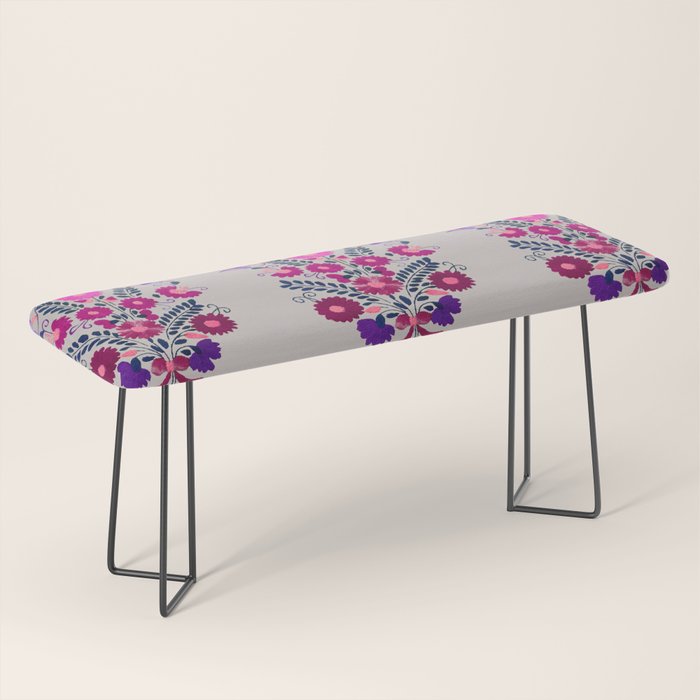 Mexican Bird Motif Gray Bench Gallery Image 1