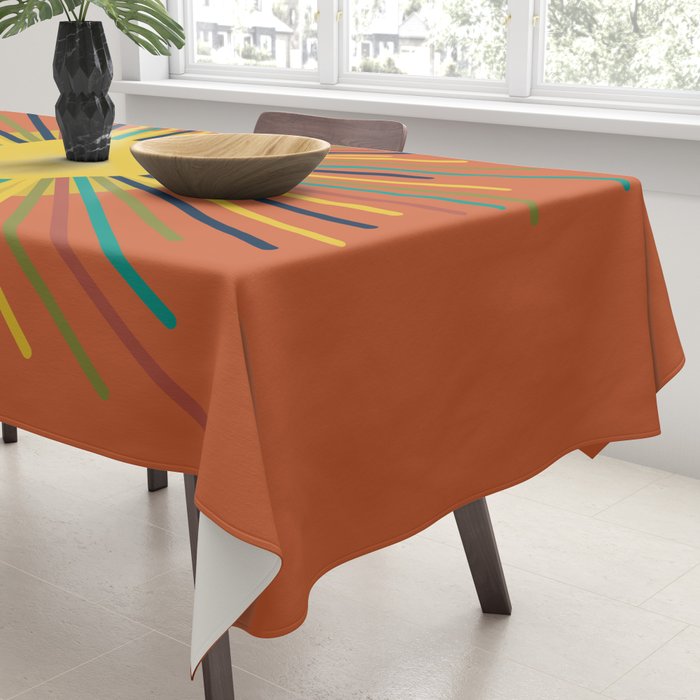Sun 2 - Mid Mod Multicolor Sunburst on Orange Tablecloth Gallery Image 3