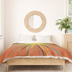 Sun 2 - Mid Mod Multicolor Sunburst on Orange Duvet Cover Gallery Image 3