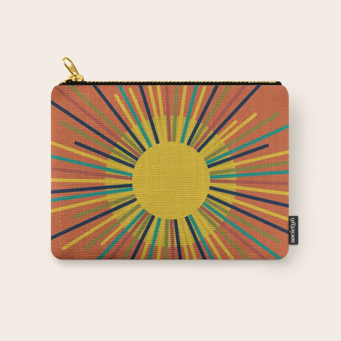 Sun 2 - Mid Mod Multicolor Sunburst on Orange Carry All Pouch Gallery Image 1