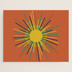 Sun 2 - Mid Mod Multicolor Sunburst on Orange Jigsaw Puzzle Gallery Image 1