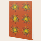 Sun 2 - Mid Mod Multicolor Sunburst on Orange Wallpaper Gallery Image 2