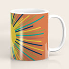 Sun 2 - Mid Mod Multicolor Sunburst on Orange Coffee Mug Gallery Image 1