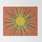 Sun 2 - Mid Mod Multicolor Sunburst on Orange Throw Blanket Gallery Image 2