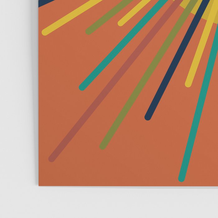 Sun 2 - Mid Mod Multicolor Sunburst on Orange Poster Gallery Image 3